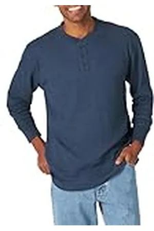 Wrangler Long Sleeve Waffle Henley Camisa, , XL para Hombre