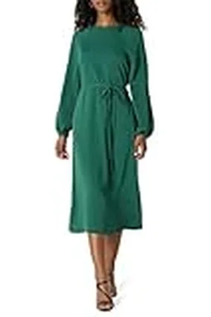 THE DROP Dolman Balloon Sleeve Belted Midi Dress Vestidos, , XL