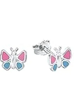 Amor Pendientes de plata de ley 925 para niñas, 0,7 cm, plata, mariposa, en caja de regalo