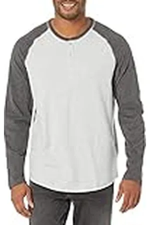 Amazon Camiseta de Manga Larga con Cuello Henley y Corte Recto (Disponible en Talla Grandes y Largos Especiales) Hombre, , M