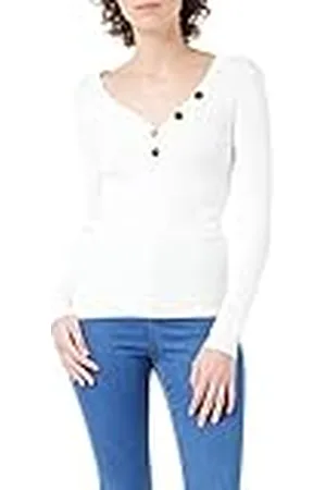 Morgan Jersey de manga larga punto fino botones Crudo M