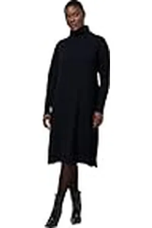 Ulla Popken Vestido de Punto con Abertura y Cuello Tortuga, , 48-50 para Mujer