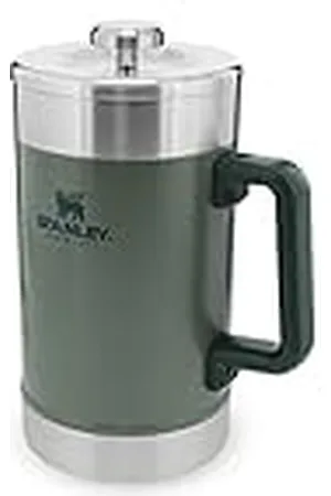 Stanley Classic Stay Hot French Press 1.4L / 48OZ Hammertone Green - Se mantiene caliente 4 horas - Filtro de malla - Sedimento mínimo - Prensa de café de acero integrada - Sin BPA
