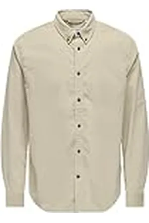 Only & Sons Onsmichael 18w Reg Cord Stretch LS Camiseta Camisa de Manga Larga, Forro Plateado, M para Hombre