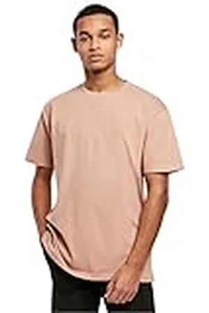 Urban classics Camiseta básica de manga corta, cuello redondo normal, de algodón grueso, largo normal, oversized, de hombre, moderna, color ámbar, talla M