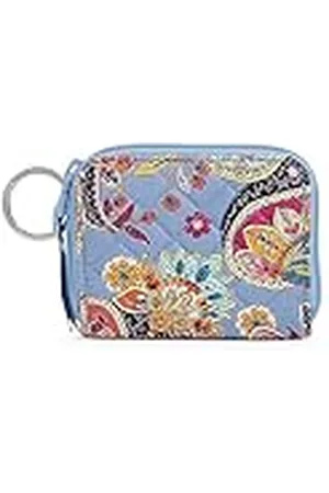 Vera Bradley Cartera pequeña de algodón con Cremallera para Mujer con protección RFID, Estampado de Cachemira provenzal, Talla única