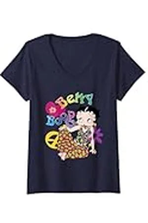 Betty Boop Mujer Groovy Hippy Paz y amor Camiseta Cuello V
