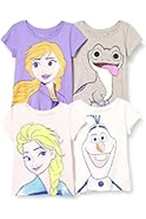 Amazon Disney | Marvel | Star Wars | Frozen | Princess Camisetas de Manga Corta Niña, Pack de 4, , 8 años