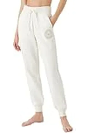 Emporio Armani Emporio Armani Pantalones de Mujer Con Forro Polar Difuso, Pantalones de Chándal Mujer, Pale Cream, XL