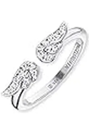 Engelsrufer Anillo de mujer de de ley 925 con alas de ángel y circonia, tamaño ajustable, ERR-LILWING-ZI, talla única, esterlina, Circonita cúbica.