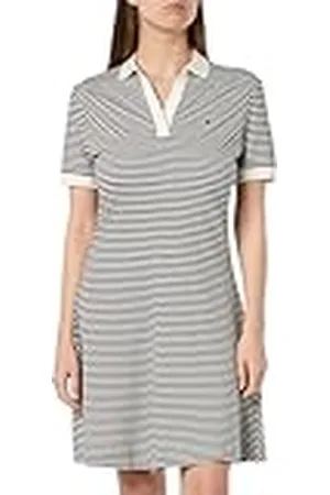 Tommy Hilfiger Vestido Tipo Polo de Rayas para Mujer, Multicolor (Breton Ecru/Desert Sky), 3XL