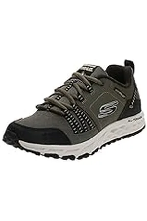 Skechers ESCAPE PLAN, Zapatillas para Hombre, Green (Olive Leather/Mesh/Black Trim Olbk), 42.5 EU