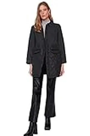 Trendyol Camisa Cuello Colorblock Regular Chaqueta de Invierno Abrigo, , M para Mujer