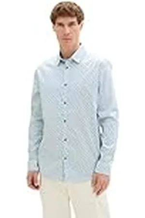 TOM TAILOR 1042515 Camisa, 35803-Blue Squared Design, L para Hombre