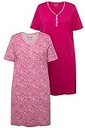 Ulla Popken Bigshirt, 2er-Pack, Zierkanten, Halbarm Camisa de Noche, , 50-52 Mujeres