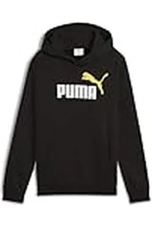 PUMA ESS 2 Color No. 1 Logo Hoodie FL B, Felpe con Cappuccio Niños, Black-Sunny Yellow