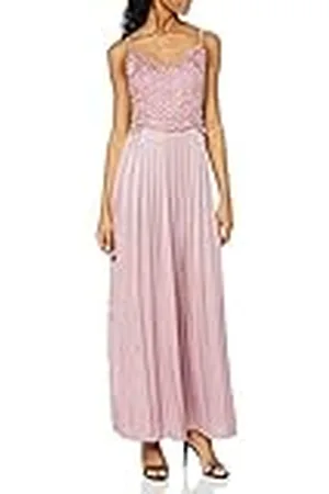 Little Mistress Vestido Maxi de satén Bordado Rubor con Pliegues Fiesta, , 8 (Size:08) para Mujer