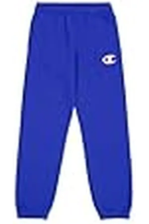 Champion Legacy Retro Sport B (306851) - Pantalón deportivo de forro polar compacto, ultraligero y suave, con puños elásticos, azul, 5-6 años (XS) Niño FW24
