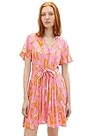 TOM TAILOR 1036602 Vestido, 31704-Impresión Abstracta En Color Rosa, XL para Mujer
