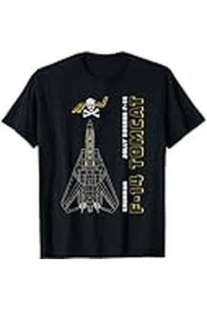 Designed For Flight Camisa F-14 Tomcat VFA-103 Jolly Rogers - Perfil de avión jet - Hombre, Unisex niños - Negro - Talla S - Manga corta - Classic Short Sleeve