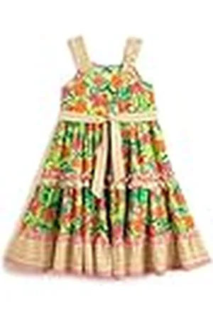 Koton Midi Dress Flower Printed Strappy Belt Detail Ruffle, Vestido niñas,