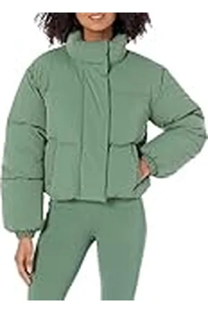Amazon Chaqueta Acolchada y Recortada con Cremallera Completa (Acolchado Mate o Forro Polar) Mujer, , 5XL Grande