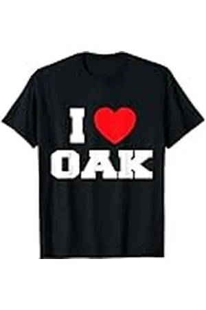 MY HEART Camiseta I Love Oak Unisex Niños Jersey Manga Corta T-Shirt Camisa Sólido Negro Talla Pequeña EU 33 Pulgadas 15.5cm