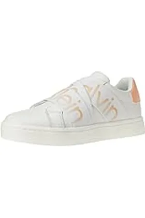 Calvin Klein Jeans Classic Cupsole Elast LTH YW0YW01443, Zapatilla con Suela Mujer, Blanco (Bright White/Apricot Ice), 38 EU