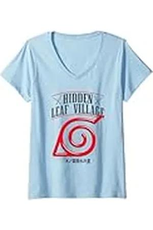Naruto Mujer Shippuden Hidden Leaf Village Vintage Icon Anime Camiseta Cuello V