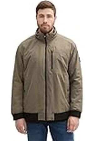 TOM TAILOR 1042201 Chaqueta de Entretiempo con Capucha en Cuello Alto, 32097-Smokey Olive Green, 5XL para Hombre
