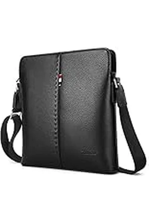 YumSur Bolso Bandolera de Piel auténtica para Hombre, Bolso de Negocios Cuero Bolso Bandolera Messenger Bolsa maletín portátil