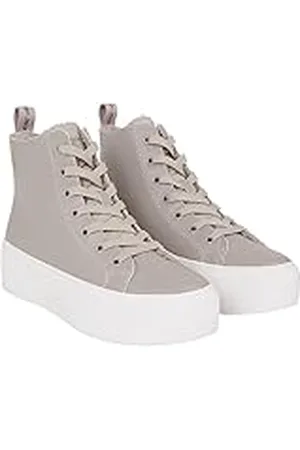 Calvin Klein Jeans Mujer Sneaker con suela cupsole Cupsole Flatform Mid Zapatillas, Beige (Porpoise), 36 EU