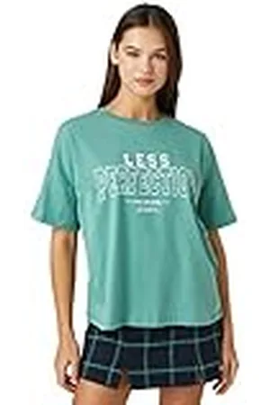 Koton Camiseta de Manga Corta con Eslogan y Cuello Redondo, , XS para Mujer