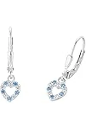 Prinzessin Lillifee Pendientes de ley 925 joyería infantil para las orejas, con circonita sintética, 2,1 cm, , corazón, viene en caja de regalo de joyería, 2036434