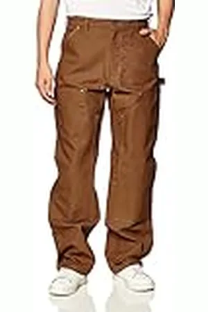Carhartt Pantalón de trabajo utilitario en lona de algodón resistente con parte frontal doble, Loose Fit Para Hombre, Brown, W34/L34