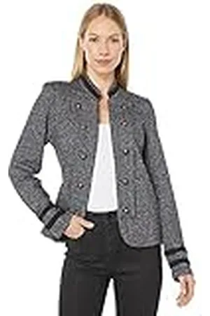 Tommy Hilfiger Open Front Band Jacket Lssiger Blazer, Negro Multicolor, L para Mujer