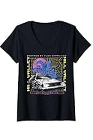 Back To The Future Mujer 35 aniversario de Regreso al futuro en Hill Valley DeLorean Camiseta Cuello V