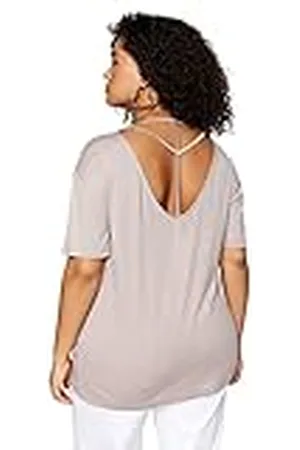 Trendyol Mujer, Camiseta básica de Punto con Cuello en V, Talla Grande, , 3XL