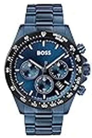 HUGO BOSS Reloj Cronógrafo de Cuarzo para Hombre de 43 mm Colección HERO con Pulsera de Acero Inoxidable de Eslabones o Malla, Función de Fecha, 3 Sub-Diales, Resistente al Agua hasta 5ATM
