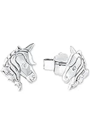 QS by s.Oliver Aretes de plata esterlina 925 joyería del oído de los niños de la muchacha, con zirconia cúbico synth., 0,9 cm, plata, unicornio, Viene en caja de regalo de joyería