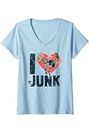 Clangers Mujer The Iron Chicken Me encanta Heart Junk Retro Camiseta Cuello V