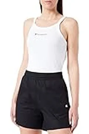 Champion Legacy American Classics Soft Cotton 1x1 Rib Slim Camiseta, Color Blanco, L para Mujer