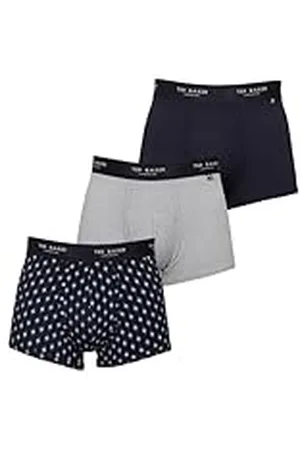 Ted Baker Bóxer Hombre Paquete Tres - Azul/Gris/Azul Geométrico Desteñido - XL