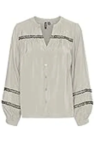 VERO MODA Vmdemi Detail LS Top Wvn Ga Blusa de Manga Larga, Piedra Pumice, M Mujeres