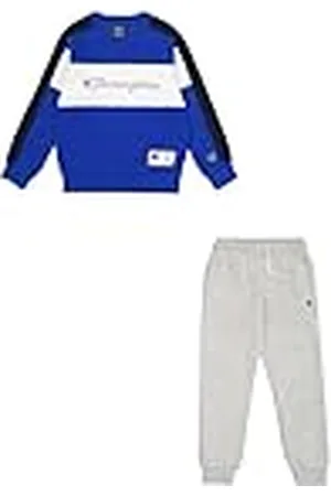 Champion Legacy Retro Sport B (306862) - Chándal de forro polar Powerblend compacto y ultraligero, azul profundo multicolor/gris melange (BAI/NOXM/WHT), 3-4 años (XXS) Niño FW24
