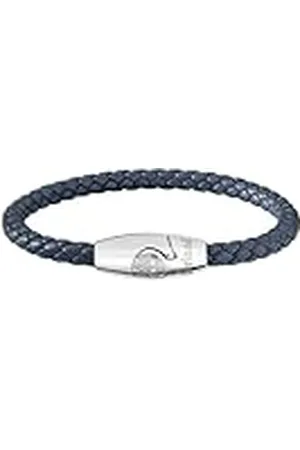 Timberland BACARI TDAGB0001704 - Pulsera para hombre de acero inoxidable y plata y piel , longitud: 20 cm, Eine Grösse, Acero inoxidable Cuero, No es una piedra preciosa