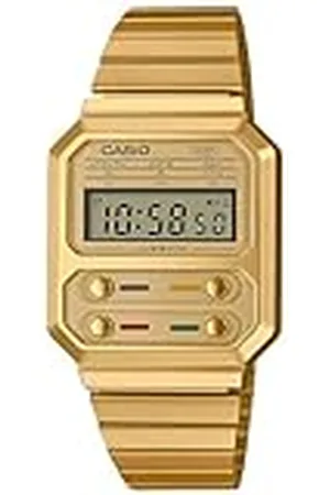 Casio Reloj Cuarzo Unisex 40.70mm con dial Digital Digital Dial y Correa de Pulsera de Metal Oro A100WEG-9AEF