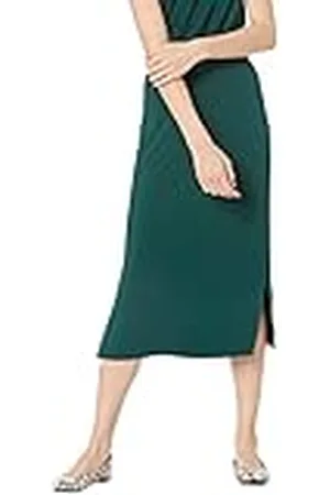 Amazon Falda Midi de Punto sin Cierre (Disponible en Tallas Grandes) Mujer, , XL