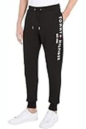 Tommy Hilfiger Hombre Pantalón de Chándal Tommy Logo Sweatpants Algodón, Negro (Black), XL