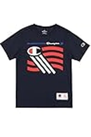 Champion Legacy Retro Sport B (306854) - Camiseta gráfica SS con cuello redondo, azul marino (NNY), 7-8 años (S) Niños FW24